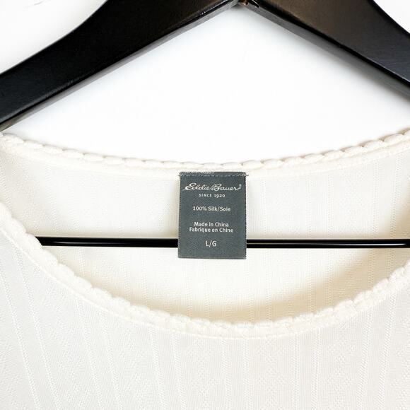 Eddie Bauer Womens 100% Silk Base Layer Under Shirt White - L - Picture 3 of 7
